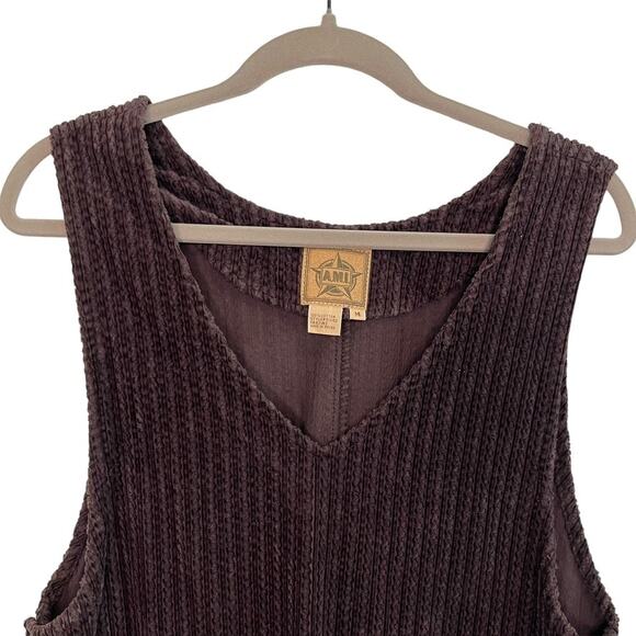 Vintage 90s AMI Paris Jumper Dress Corduroy Brown Medium Pockets Cottagecore - Picture 8 of 9